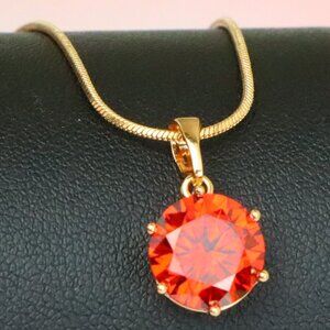 "Brilliant Round Red Stone Rose Gold Pendant for Elegant Style, XPPT1534